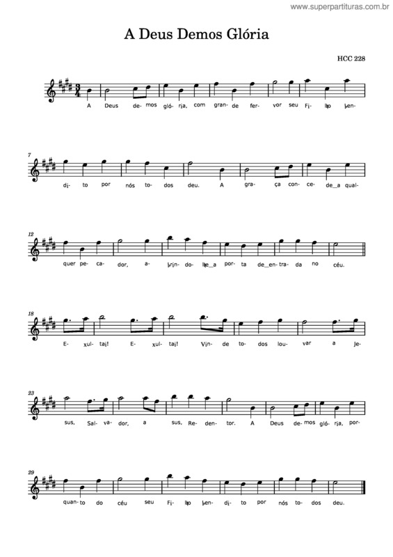 Partitura da música A Deus Demos Glória v.5