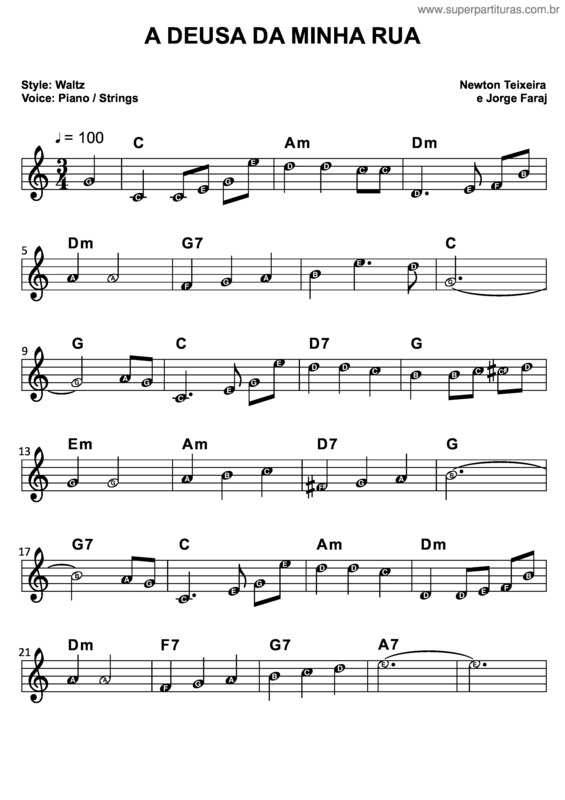 Partitura da música A Deusa Da Minha Rua v.4