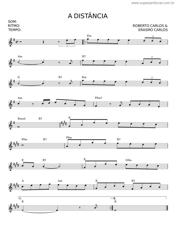 Partitura da música A Distância v.9