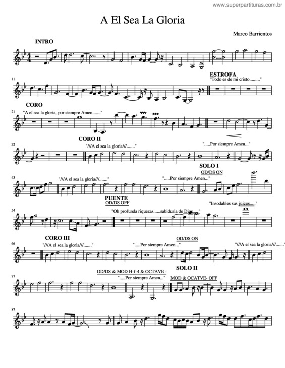 Partitura da música A El Sea La Gloria v.2