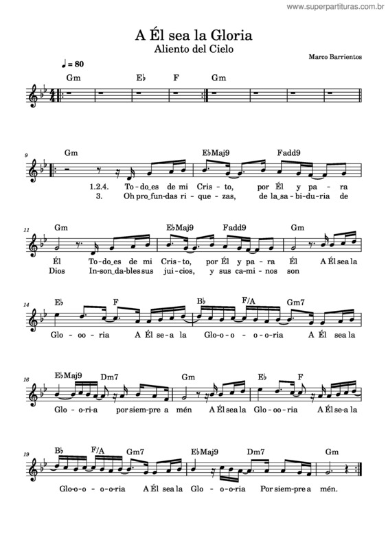 Partitura da música A Él Sea La Gloria v.3