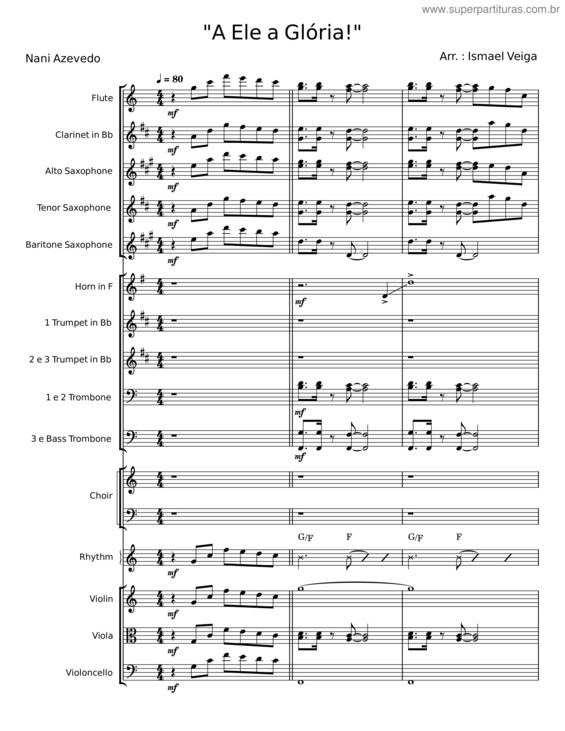 Partitura da música A Ele A Glória!