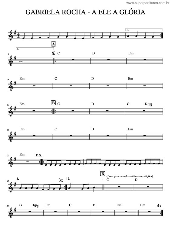 Partitura da música A Ele A Glória v.10