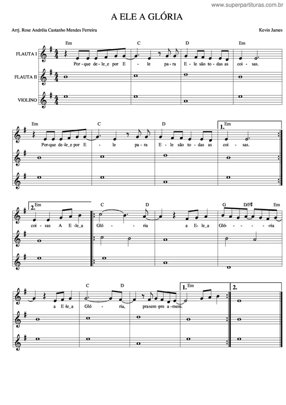 Partitura da música A Ele A Glória v.11