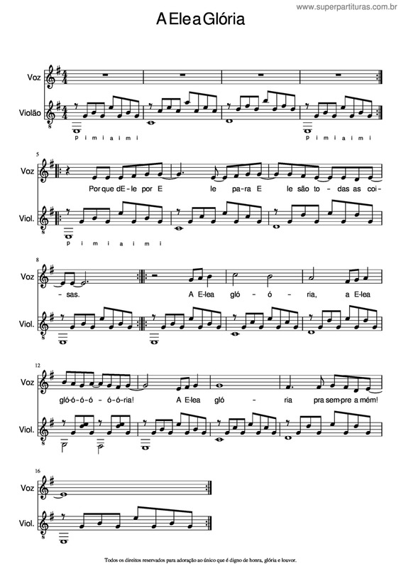 Partitura da música A Ele A Glória v.13