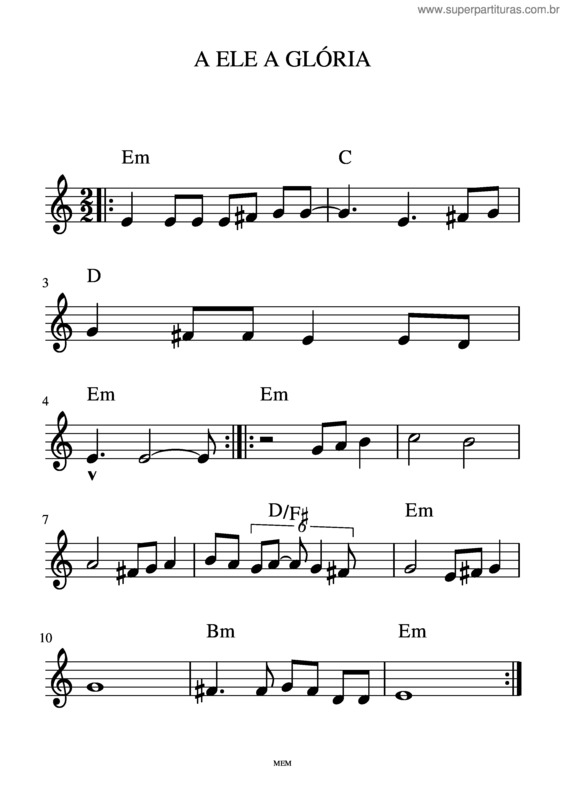 Partitura da música A Ele A Glória v.17