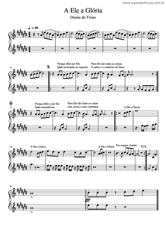 Partitura da música A Ele A Glória v.20