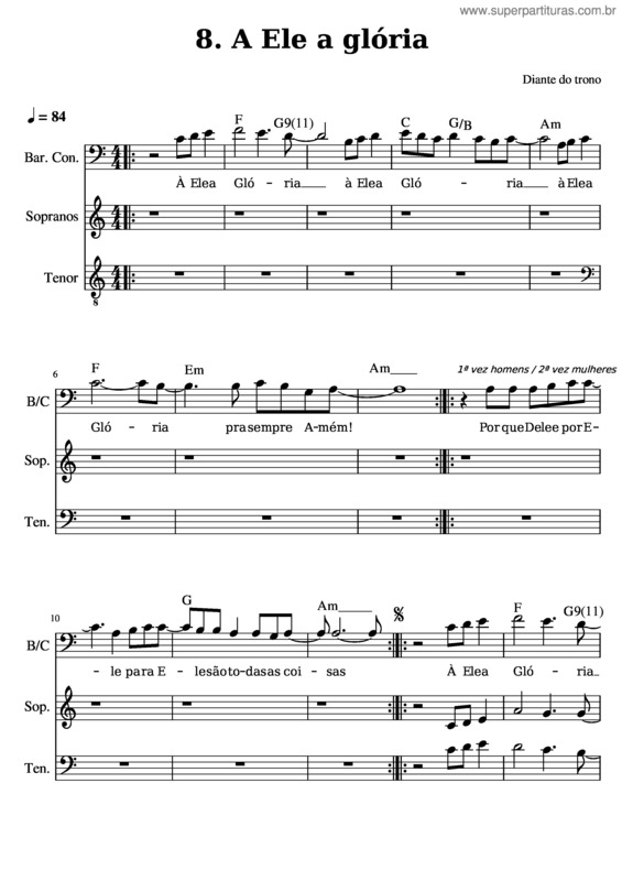 Partitura da música A Ele A Gloria v.21