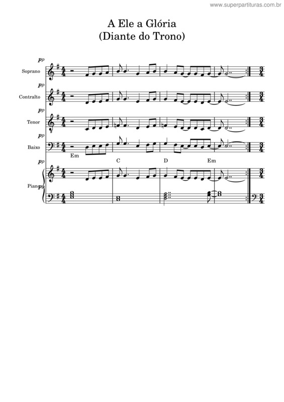 Partitura da música A Ele A Gloria v.22