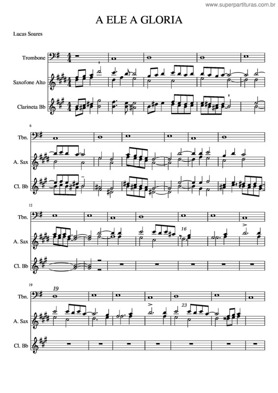 Partitura da música A Ele A Gloria v.23