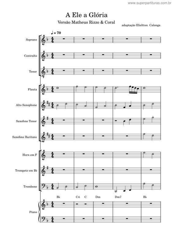 Partitura da música A Ele A Gloria v.24