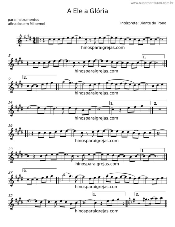 Partitura da música A Ele A Gloria v.26