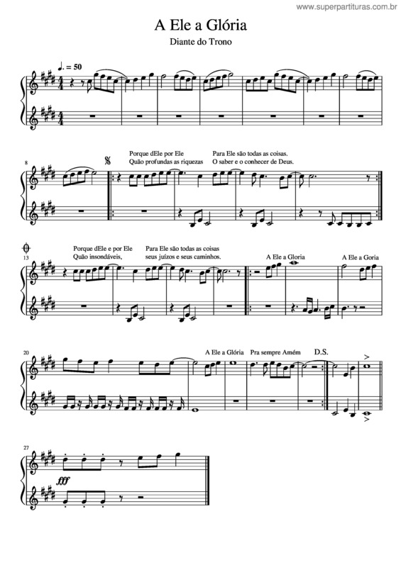 Partitura da música A Ele A Glória v.28