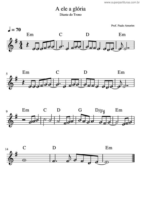 Partitura da música A Ele A Glória v.29