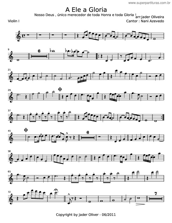 Partitura da música A Ele A Glória v.31