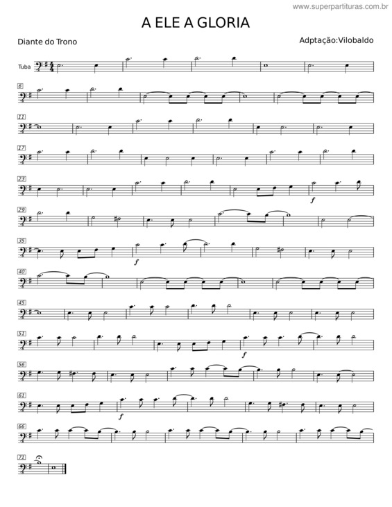 Partitura da música A Ele A Gloria v.33