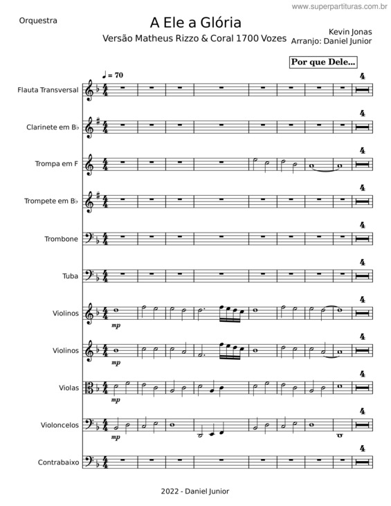 Partitura da música A Ele A Glória v.34