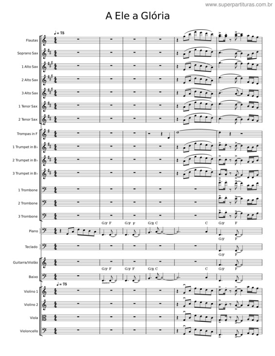 Partitura da música A Ele A Glória v.36