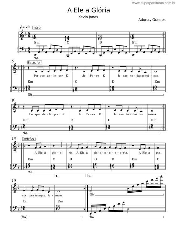 Partitura da música A Ele A Glória v.47