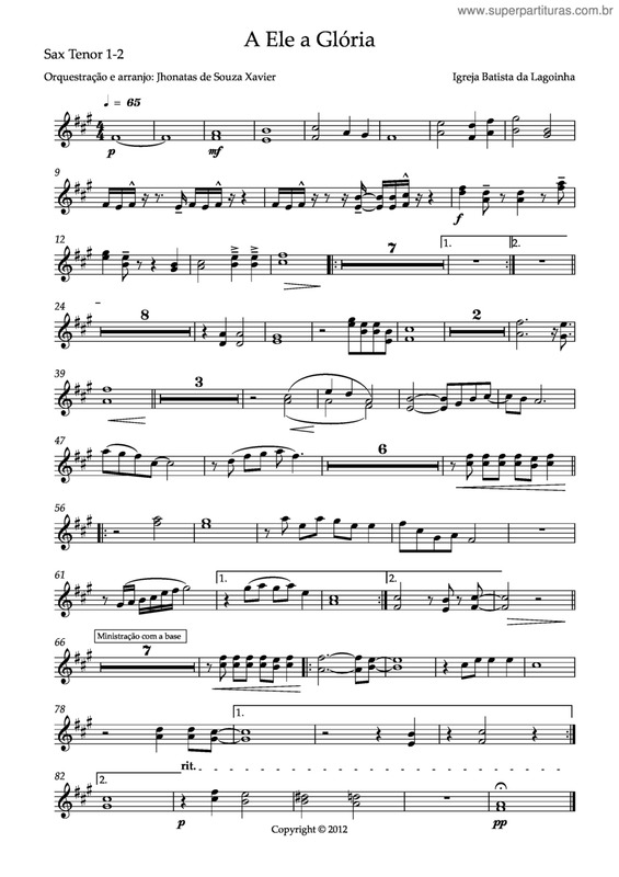 Partitura da música A Ele A Glória v.8