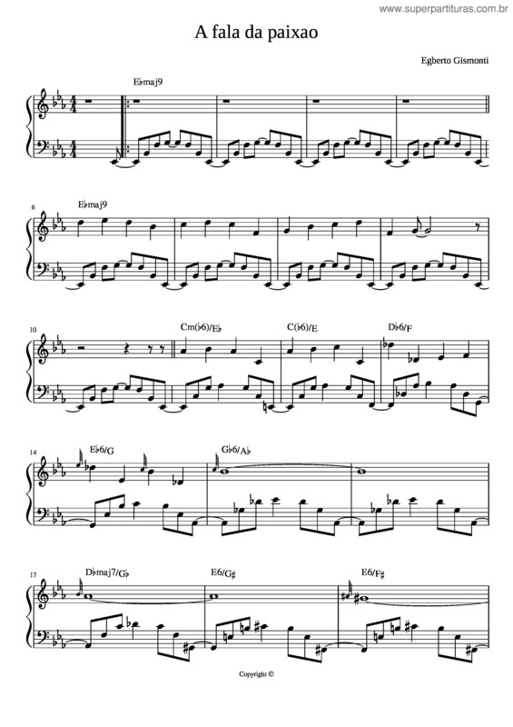 Partitura da música A Fala Da Paixao v.2