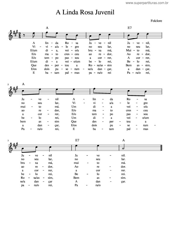 Partitura da música A Linda Rosa Juvenil v.3