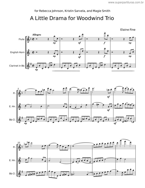 Partitura da música A Little Drama For Woodwind Trio v.3