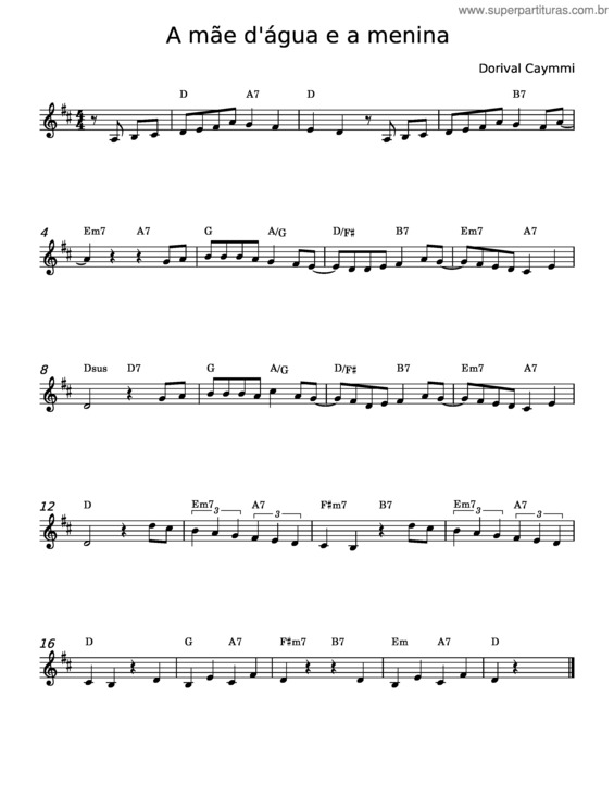 Partitura da música A Mãe D`Água E A Menina v.2