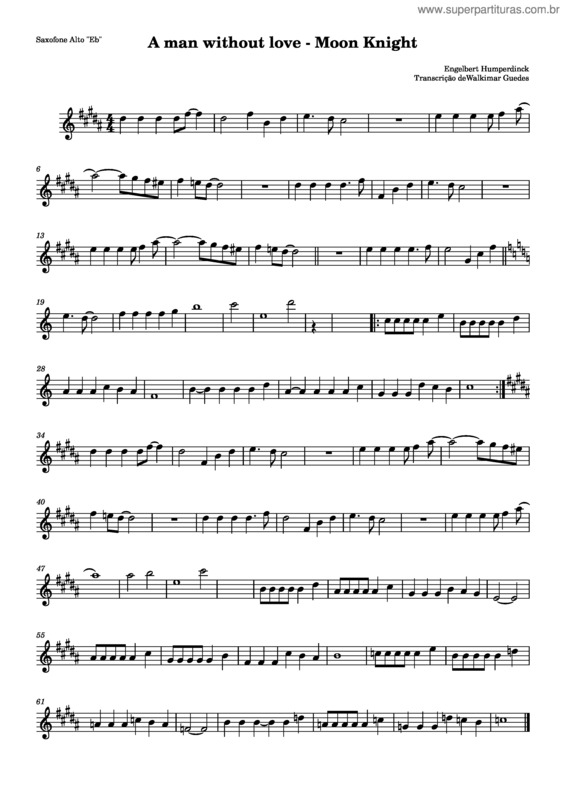 Partitura da música A Man Without Love