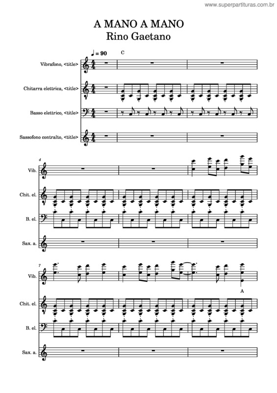 Partitura da música A Mano A Mano v.2