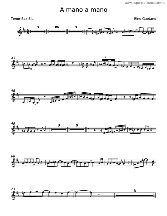 Partitura da música A Mano A Mano v.3