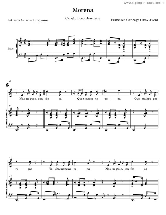 Partitura da música A Morena v.5