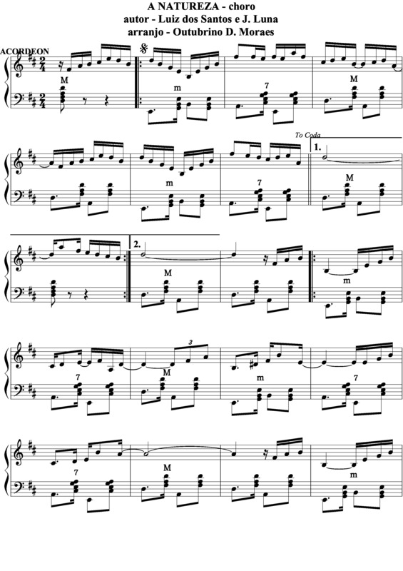 Partitura da música A Natureza v.11