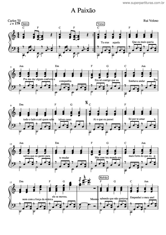 Partitura da música A Paixão