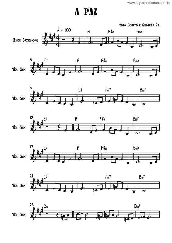 Partitura da música A Paz v.16