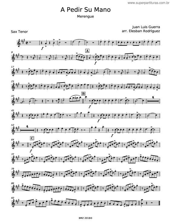 Partitura da música A Pedir Su Mano