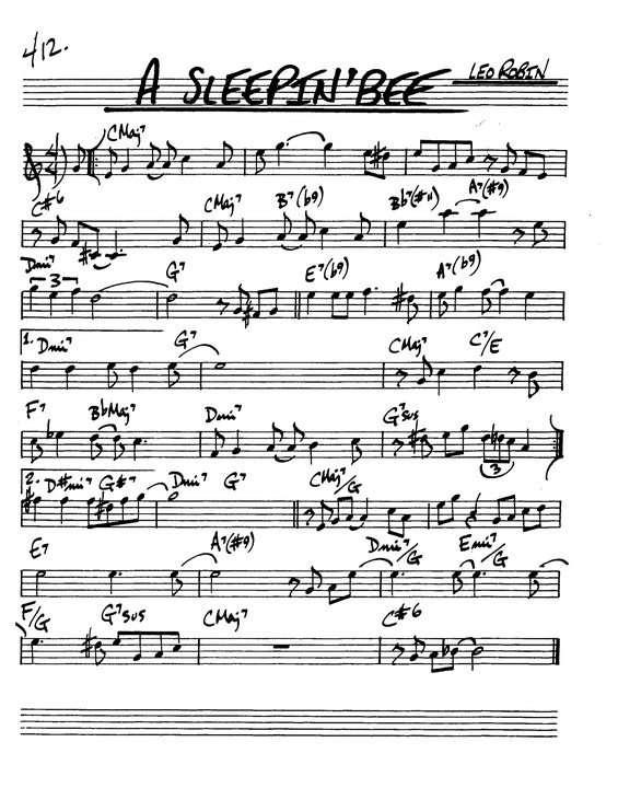 Partitura da música A Sleepin Bee