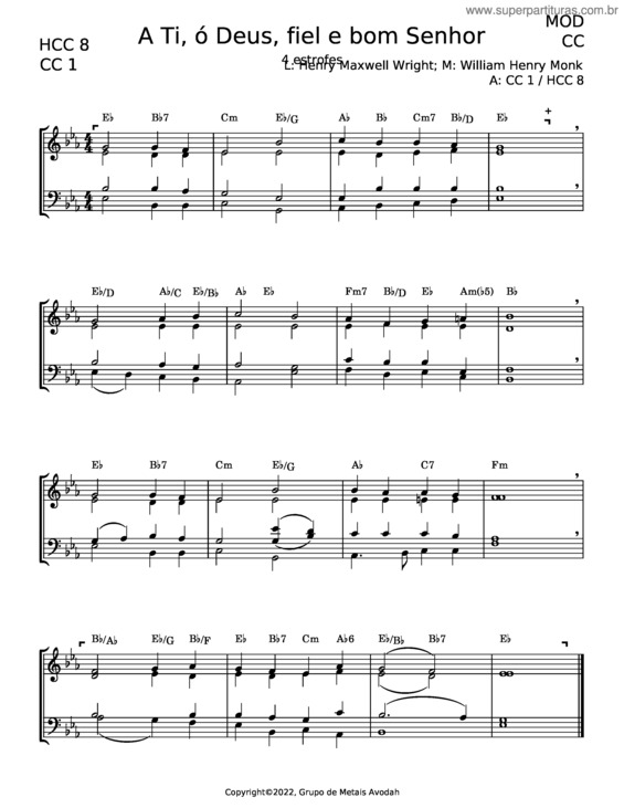 Partitura da música A Ti, Ó Deus, Fiel E Bom Senhor v.2