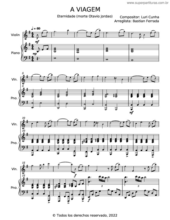 Partitura da música A Viagem v.10