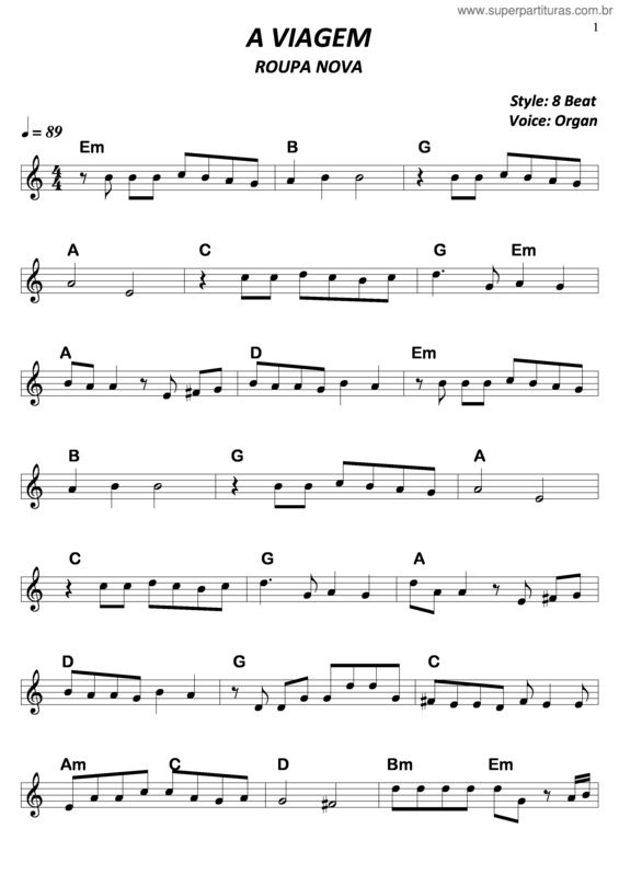 Partitura da música A Viagem v.8