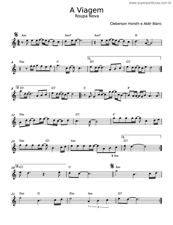 Partitura da música A Viagem v.9