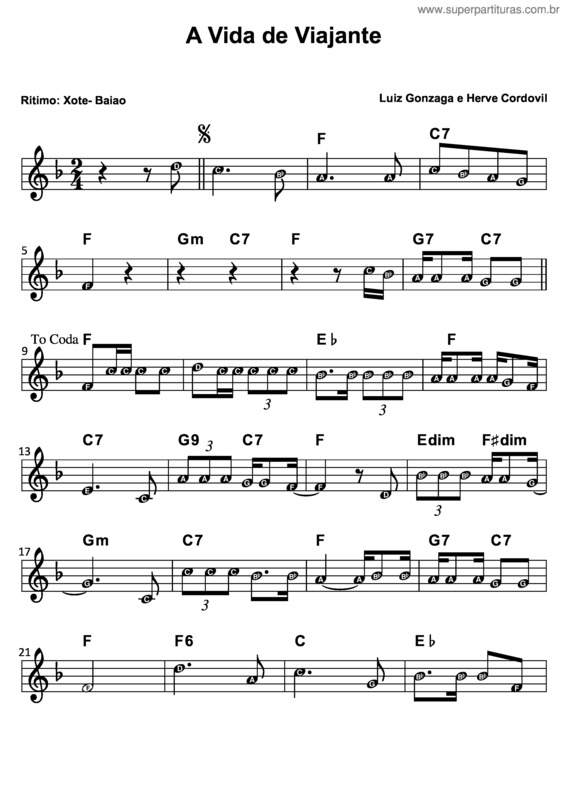 Partitura da música A Vida De Viajante v.4