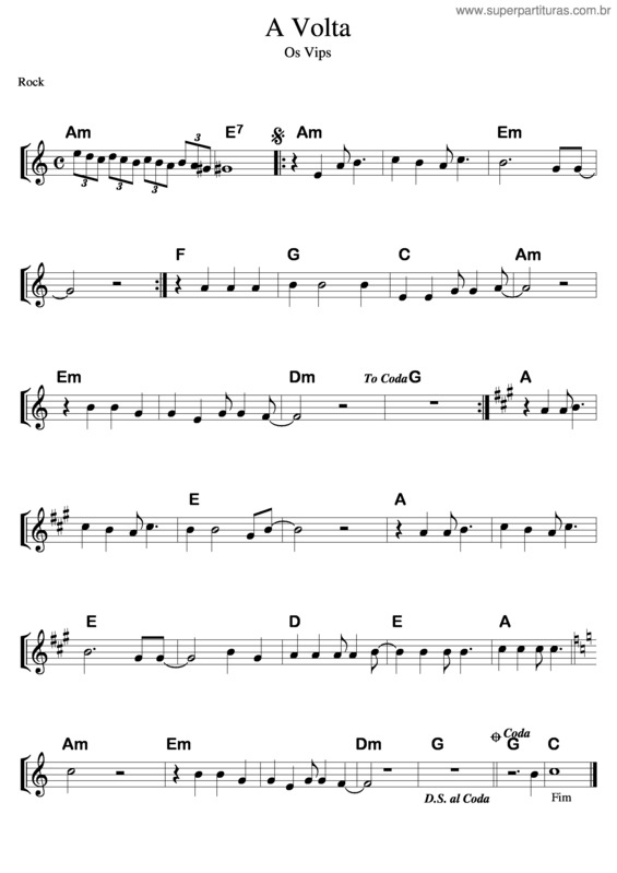 Partitura da música A Volta v.6