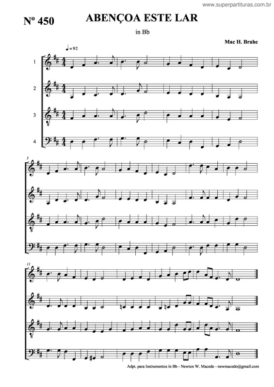 Partitura da música Abençoa Este Lar v.2