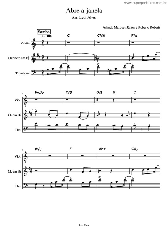 Partitura da música Abre A Janela v.3