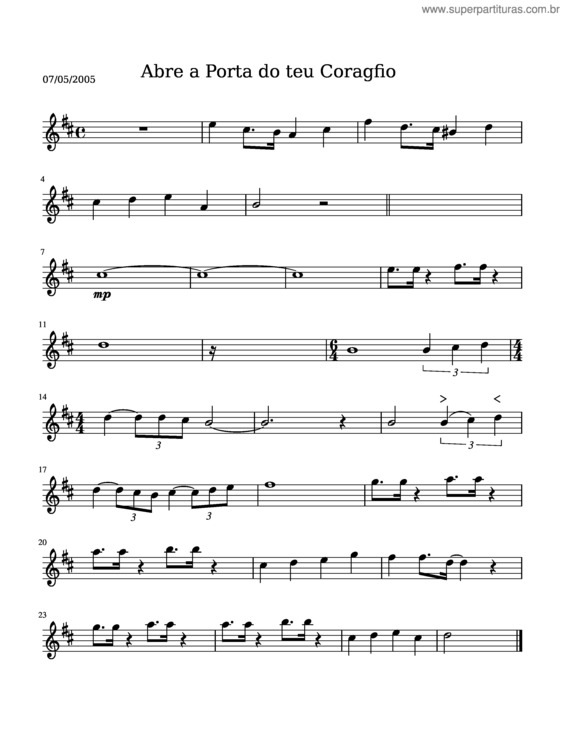 Partitura da música Abre A Porta Do Teu Coração v.2