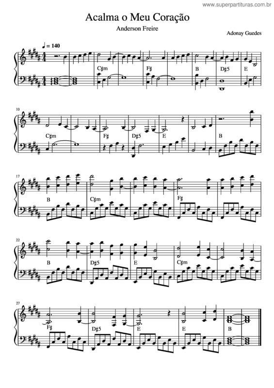 Partitura da música Acalma O Meu Coração (Intro)