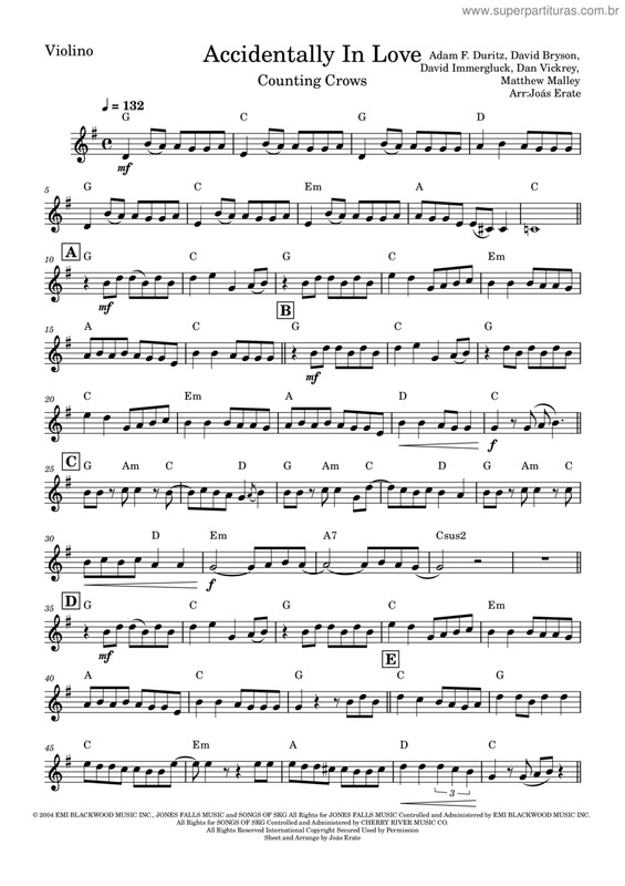 Partitura da música Accidentally In Love2