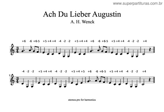 Partitura da música Ach Du Lieber Augustin v.2