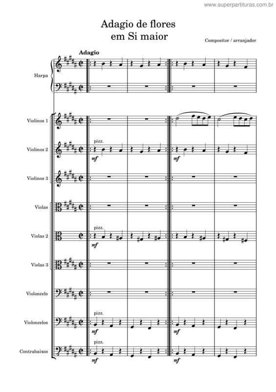 Partitura da música Adagio Das Flores Em Si Maior